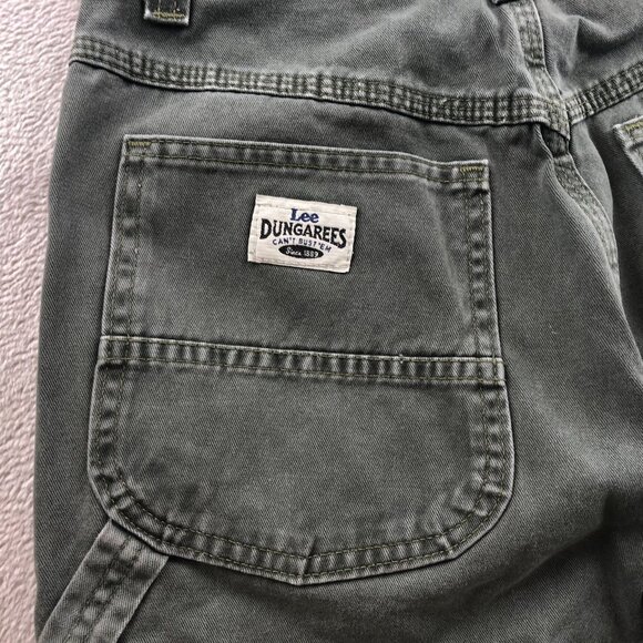 Lee Womens Dungarees Pants Size 9 Long Vintage Carpenter Workwear Straight Green - Picture 10 of 13